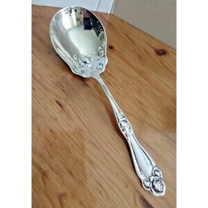 Antique 1847 Rogers Bros American Beauty Rose Silverplate Casserole Spoon 8.8"